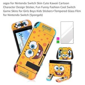 Nintendo switch cover SpongeBob sticker with tempered glass